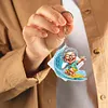 (US Local)6Pcs Double Side Special Shape Optimistic Old Lady Diamond Art Craft Keychain