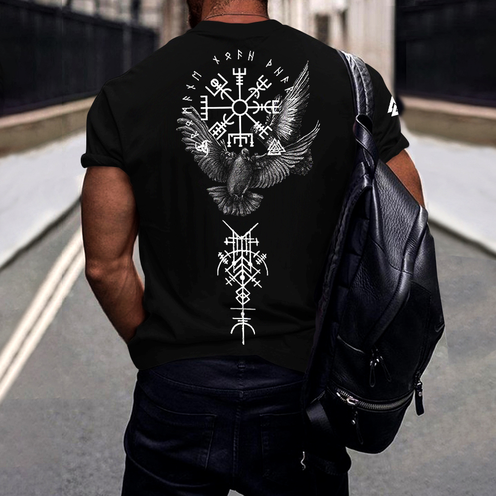 Vintage Viking Bird Pattern All Over T-Shirt