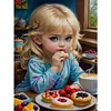 Blonde Little Girl Eating Breakfast-11CT Stamped Cross Stitch 40*55cm/15.75*21.65in
