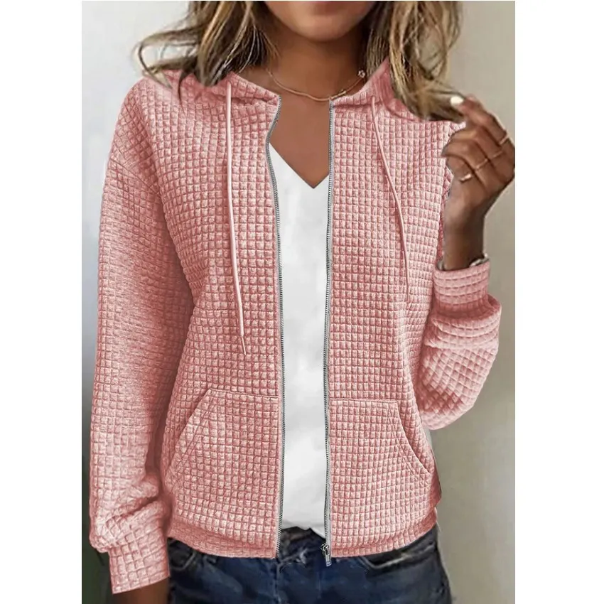 Churchf Churchf Women Wear Zip Hooded Cardigan Long Sleeve Hoodie Coat