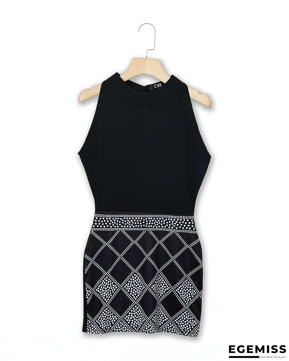 Sleeveless Dots Print Bodycon Mini Dress Black Dresses | EGEMISS