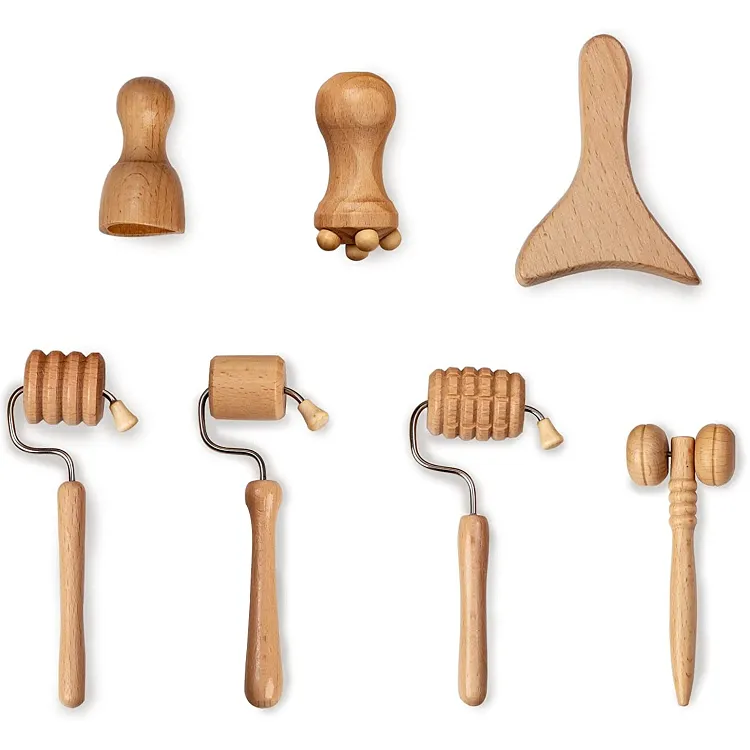 Face Massager Wooden Therapy Slimming Gua Sha Wrinkle Remover Kit