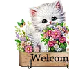 (US Local)Wooden Cat & Flower Diamond Painting Art Craft Wall Hooks DIY Crafts Decor