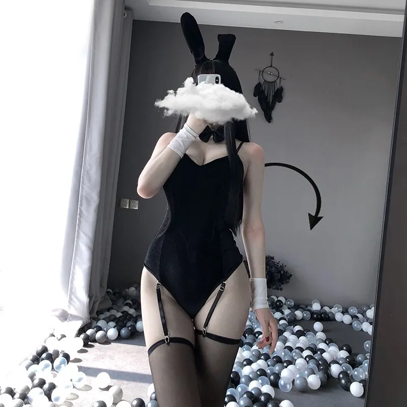 Billionm Porno Women Sexy Lingerie Cosplay Bunny Girl Costume Black Red Rabbit Bodysuit Erotic Outfit Wrapped Chest Anime Dress Gift