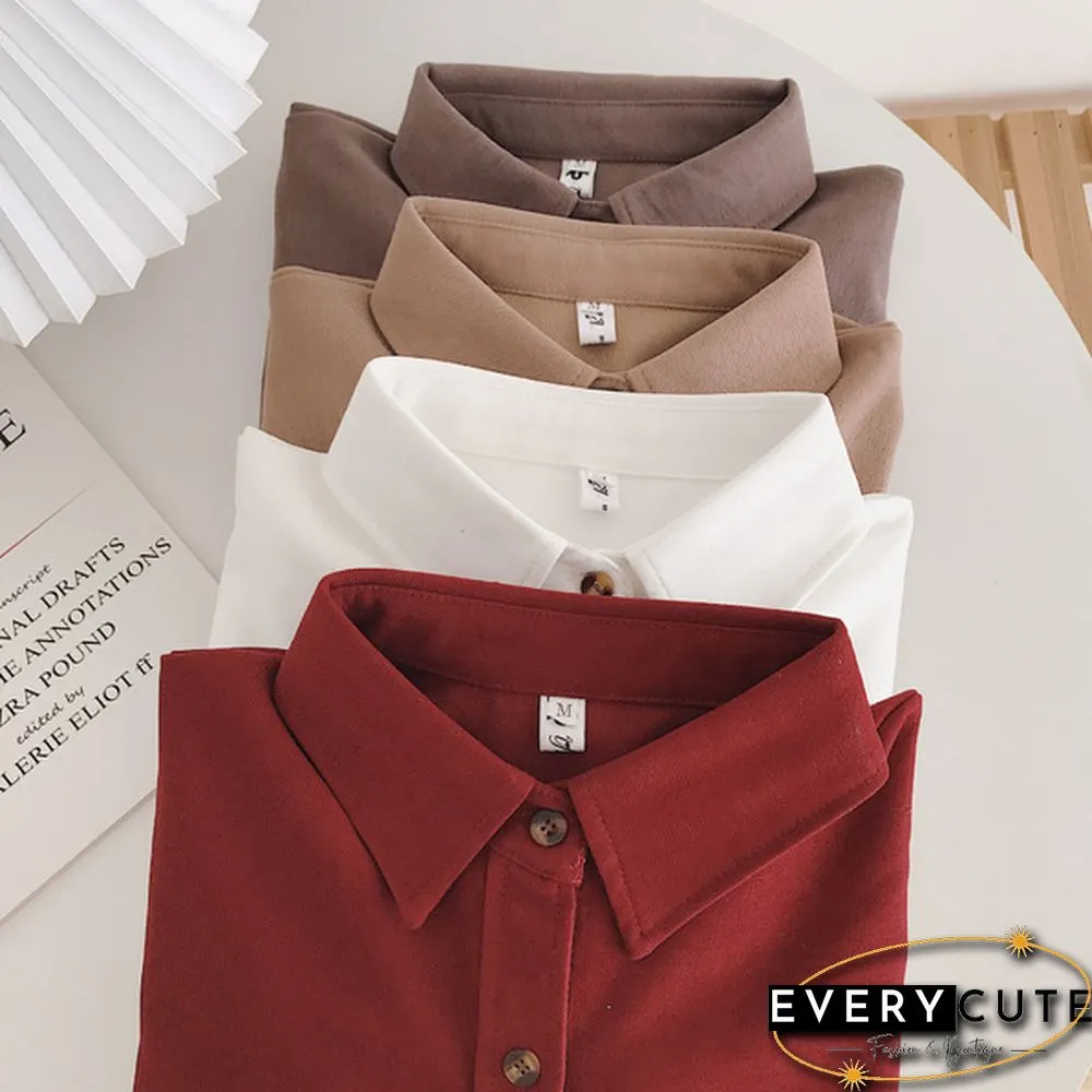 Corduroy Shirts Frosted Shirts Womens Tops and Blouses Long Sleeve Spring Ladies Solid Loose Boyfriend Style Shirt