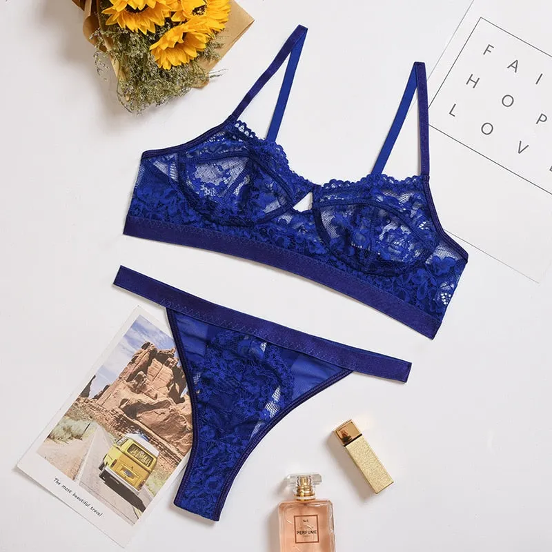 Yimunancy 2-piece Bra Set Women Transparent Lingerie Sexy Bra +panty 2021 Ladies Lingerie Set