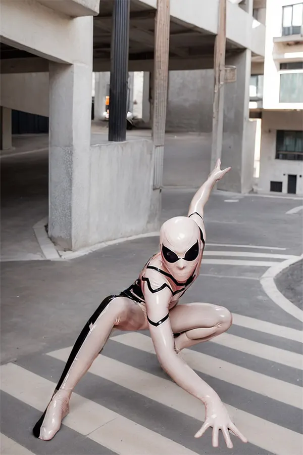Men Latex Catsuits Steppe Spidey Super White