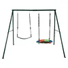 [US Local Warehouse] Swing Set Frame Rust Proof Outdoor Swing Stand Backyard Metal Hammock Stand Set Double Swinging Frame Set for Kindergarten Shopping Mall Park