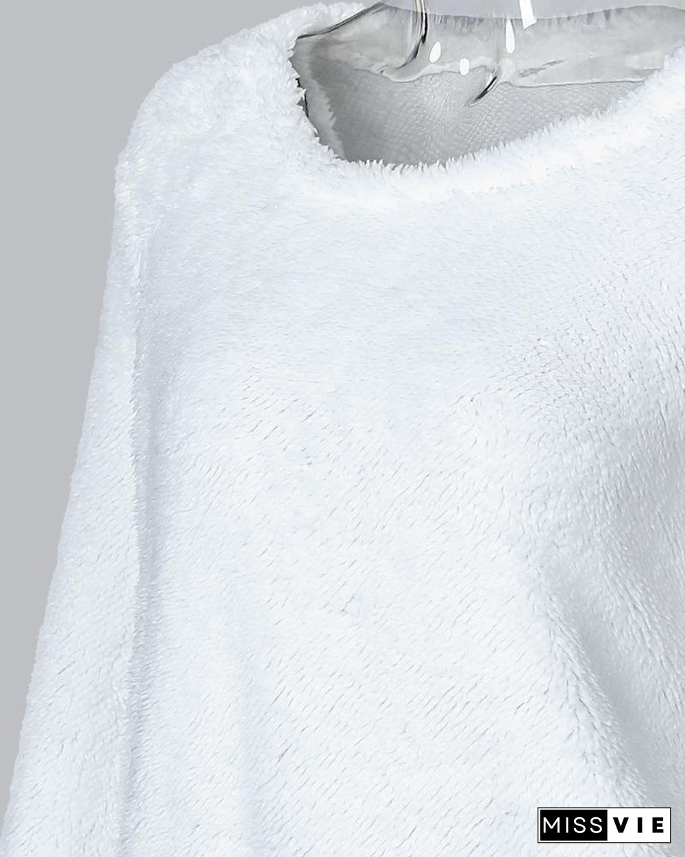 Pocket Design Plain Fluffy Dress P14086