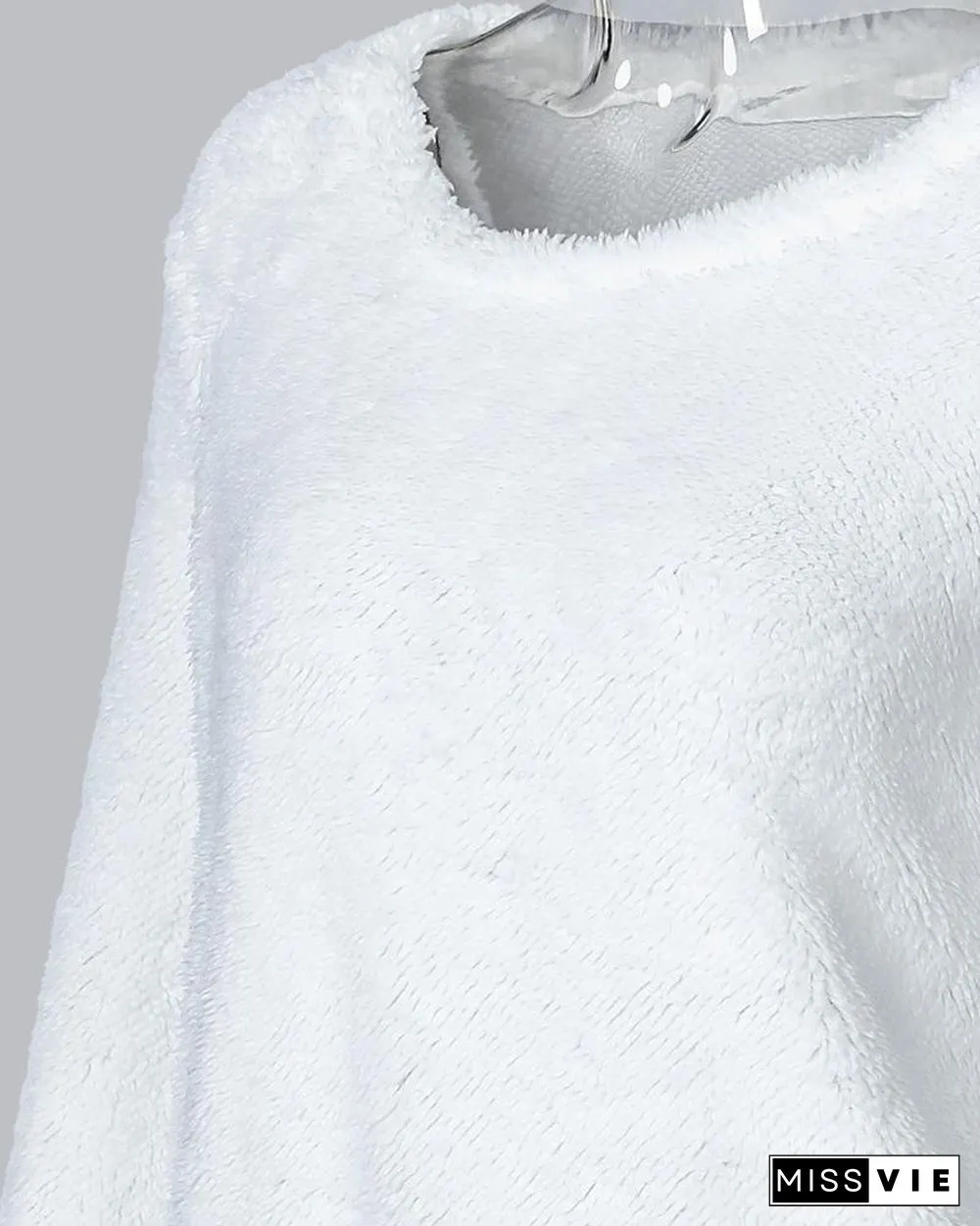 Pocket Design Plain Fluffy Dress P14086