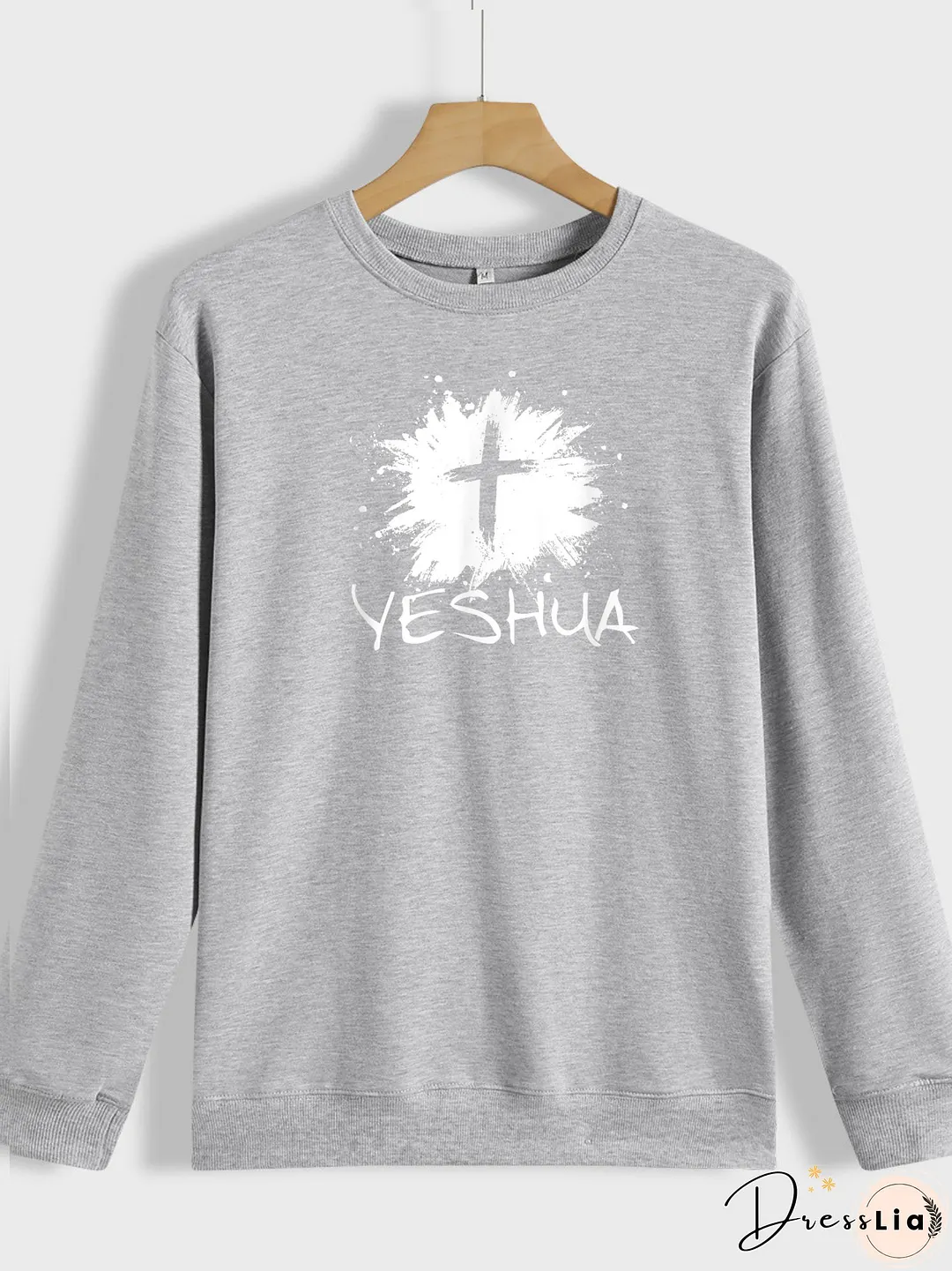 Men's Long Sleeve Sweatshirt Jesus Cross Print on Sweatshirt Top Gifts for Dad Father
