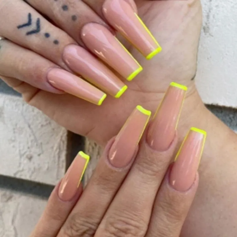 24pcs/set Press on Nail Tips Acrylic 10 Sizes Flower Design Fake Nails Art Full Cover French False Nail Art Tips Artifical Nails-Nail Inspo
