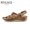 RYLKO&reg; 2025 Białe sk&oacute;rzane sandały damskie polskiej produkcji, stylowa platforma