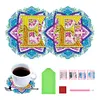 2Pcs/set Diamond Painting Letter Coaster Cup Cushion Home Decor