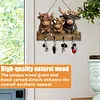 Highland Cow Ornaments Key Holder for Wall Mount 2D Bullhead Animal Wooden Towel Key Hooks Coat Hanger with 4 Hooks Cow Wall Decorative Rack for Entryway Hallway Farmhouse