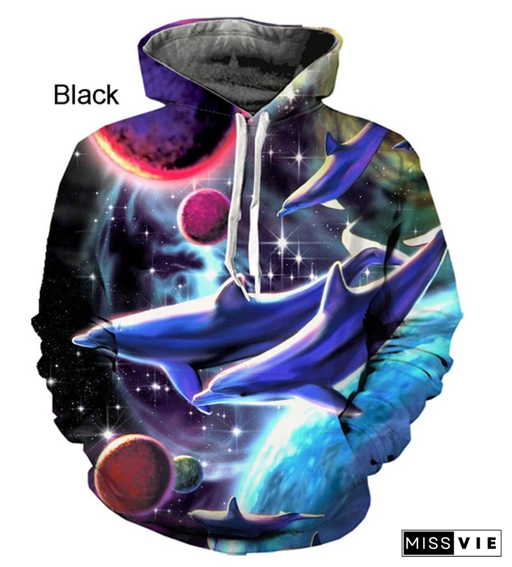 New Dolphin Animal Print Cute Western Style Hoodie For Men And Women