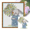 Bunny Flowers-14CT Stamped Cross Stitch Kit(28x32cm)