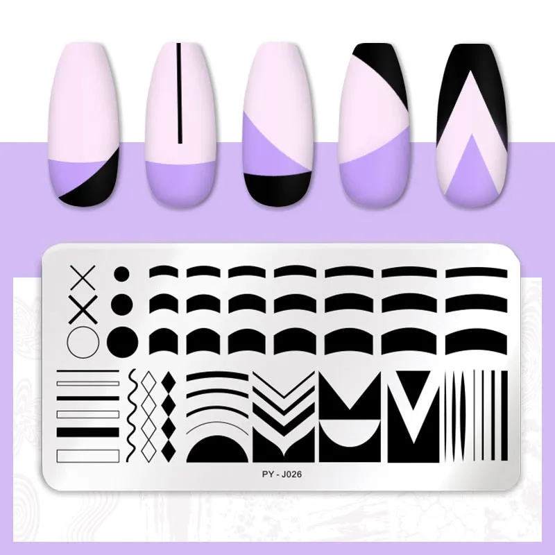 PICT YOU  Nail Stamping Plates Line Pictures Stencil Stainless Steel Nail Design for Printing Nail Art Image Plate Tool-Nail Inspo