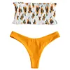 ZAFUL 2019 Sexy Bikinis Bandeau Sunflower Shirred Women Bikini Set Swimwear Beachwear Swimming Bathing Suits Swimsuit