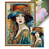 Retro Lady Woman-Full Embroidery 3 Strands 11CT Stamped Cross Stitch-50*75CM-Large Size