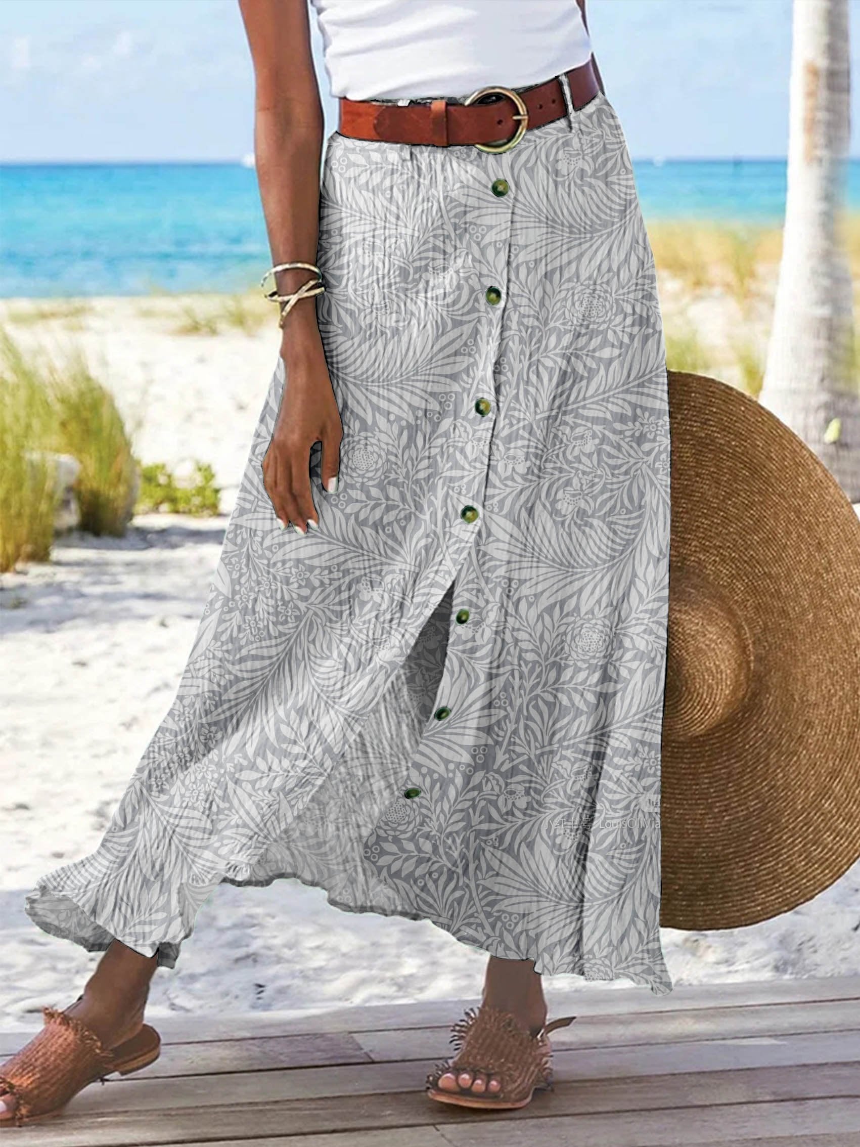 Women's Flower Plant Art Pattern Print Casual Half Body Skirt