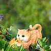 [US Local Warehouse] Cat Solar Garden Statue Solar Garden Statue Cat for Mom Grandma (Yellow)