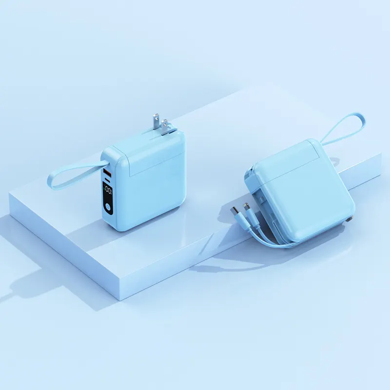 This 3-in-1 fast travel charger combines a 35W wall charger and a 27W power bank, and includes a built-in 3.3-foot USB-C cable and a foldable plug.