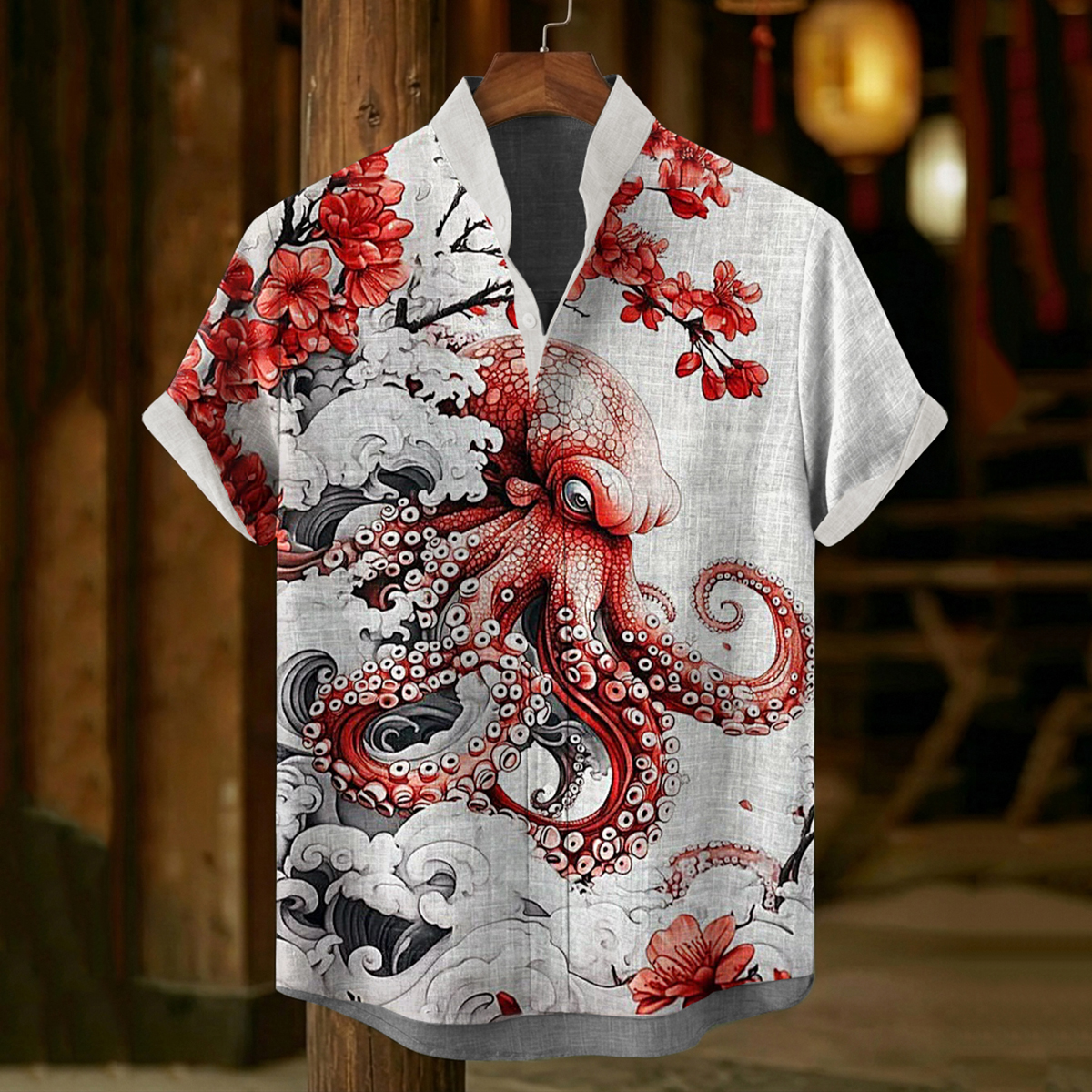 Casual Octopus Floral Print Shirt elevenforest
