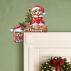 (US Local)DIY Xmas Diamond Painting Wooden Door Decoration for Feiend Gifts (Santa Puppy)