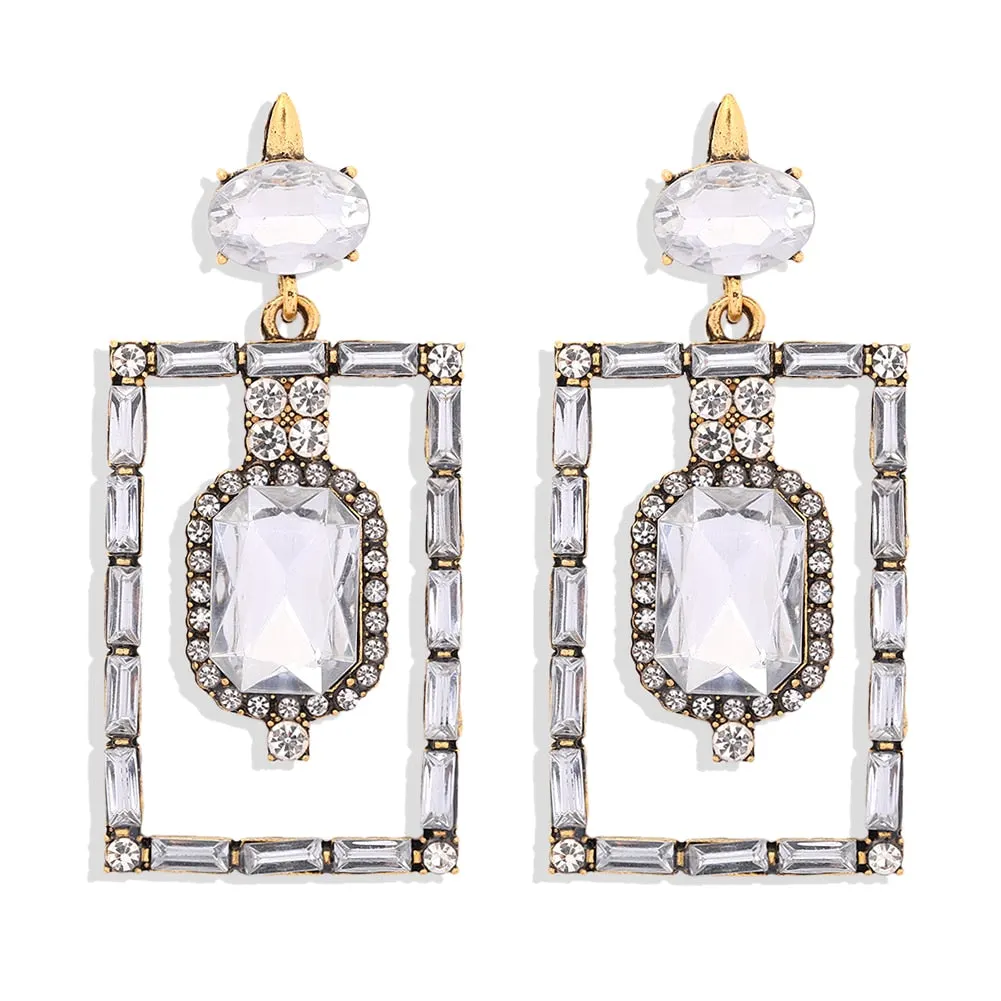 Dvacaman New Shiny Rhinestone Earrings Tassel Drop Earrings For Women Luxury Jewelry Long Dangle Earrings 2022 Party Accessories