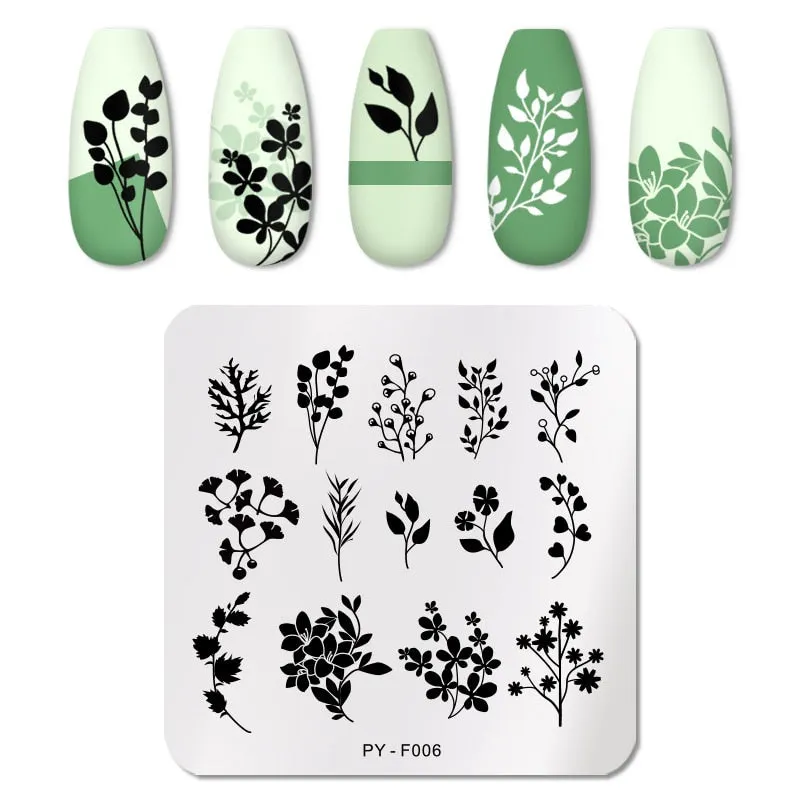 PICT YOU Nail Stamping Plates Flower Plant Pattern Nail Art Plate Stencil Stainless Steel Line Pictures Theme Image Plates Mold-Nail Inspo