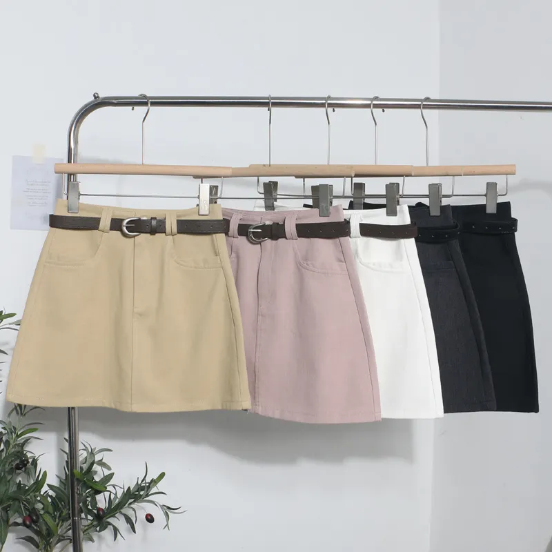 Brownm Real Shooting Kin Color High-Rise Thin Bag Hip Skirt 2025 New Hundred With Belt A Short Skirt 9997