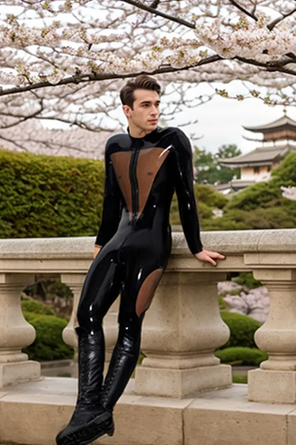 Men Latex Catsuits Back Me Up Transparent