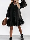 Gauze Polka Dot Long Sleeves Mini Dresses