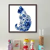 Blue And White Porcelain Cat-11CT Stamped/Counted Cross Stitch 40*40cm/15.75*15.75in