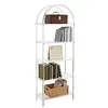 [US Local Warehouse] 5-Tier Acrylic Arched Bookshelf Modern Style Clear Bookcase Open Display Bookshelf for Home Office Living Room Kitchen Bedroom 11.81x23.62x65.35in Easy Assembly