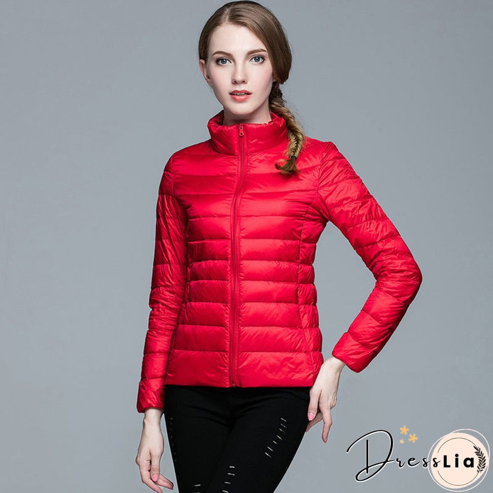 Autumn and Winter Light Down Jacket Women Stand Collar Short Coat
