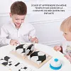 Puzzle g&eacute;om&eacute;trique en bois avec blocs cach&eacute;s et plateau de rangement