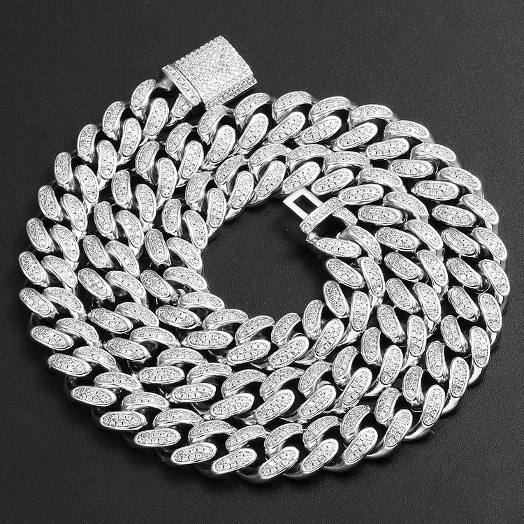 Iced Out Buckle Cuban Chains Link Hip Hop Bling Bling Bracelets 12MM