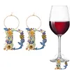 2pcs/set DIY 26 Letters Double Side Diamond Painting Wine Glass Charms Identification Kit