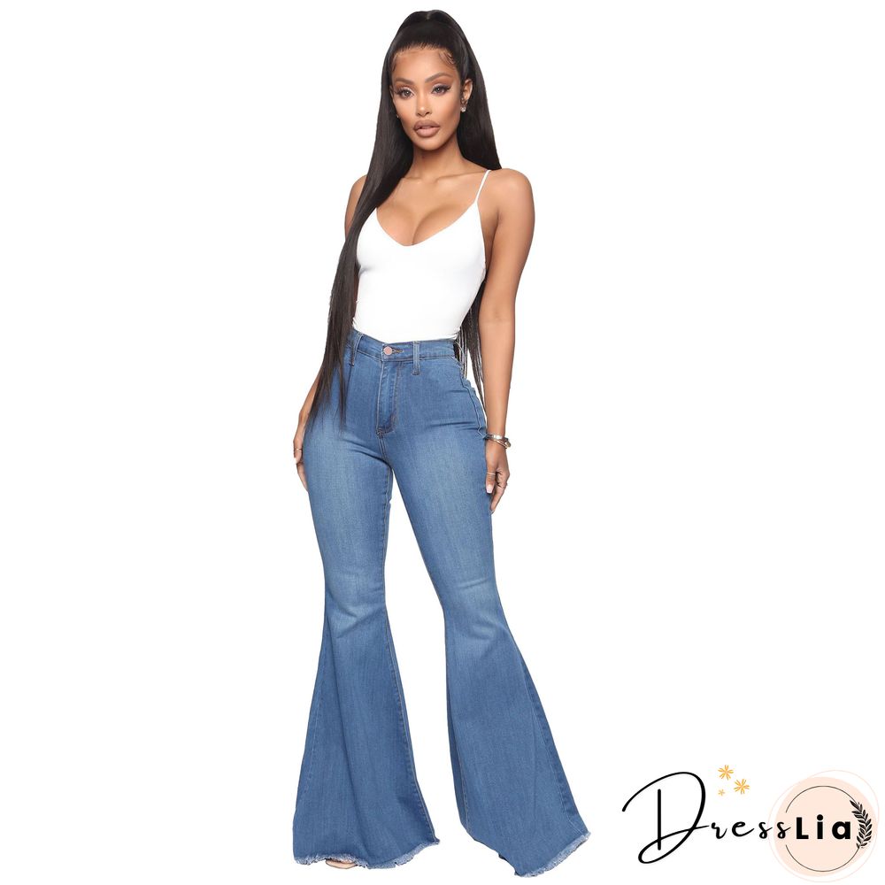 High Waist Stretch Plus Size Flare Jeans Pants