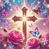 Rose Cross-11CT Stamped Cross Stitch 40*40cm/15.75*15.75in