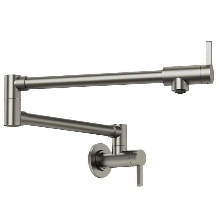 EVERSTEIN 2-Handle Wall Mount Pot Filler Kitchen Faucet in Brushed Nickel