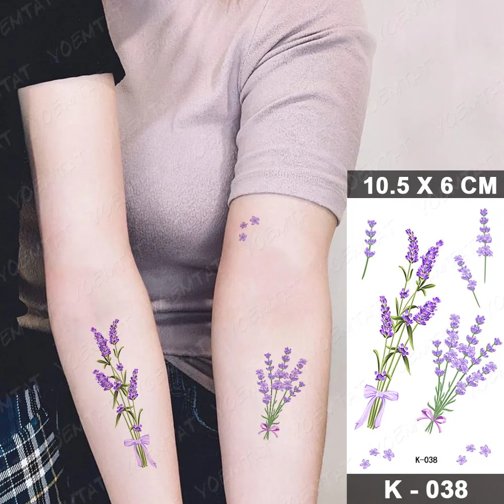 Waterproof Temporary Tattoo Sticker Black Point Line Sunflower Geometric Rose Flash Tatoo Fake Tatto For Body Art Women Men
