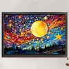 Stained Glass Moon Starry Sky-Full Embroidery 3 Strands 11CT Stamped Cross Stitch-60*40CM-Large Size