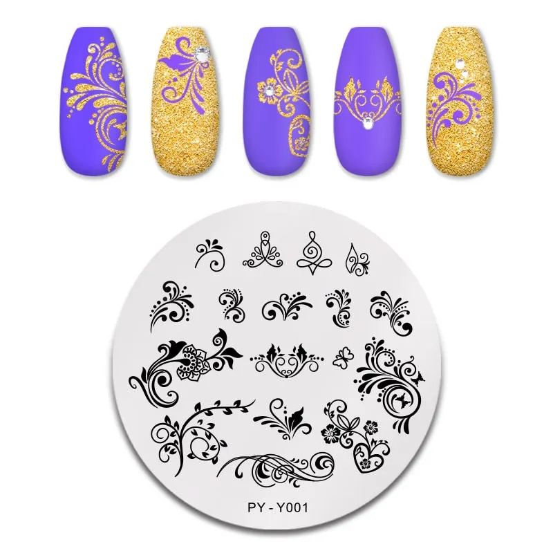 PICT YOU Nail Stamping Plates Flower Plant Pattern Nail Art Plate Stencil Stainless Steel Line Pictures Theme Image Plates Mold-Nail Inspo