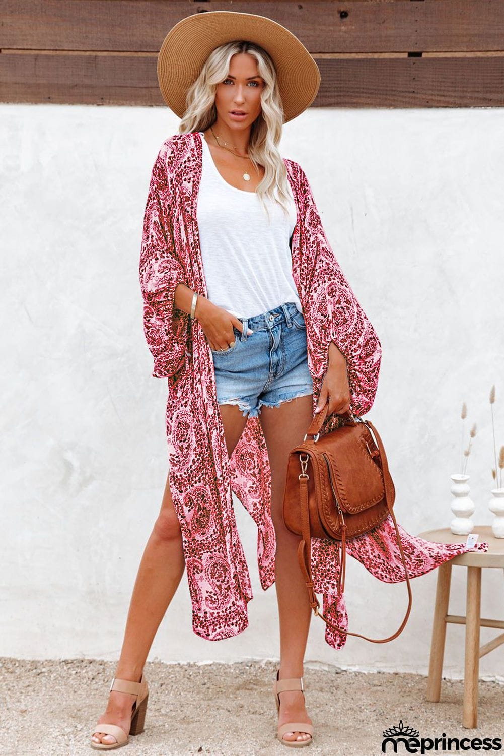 Dolman Sleeves Printed Kimono