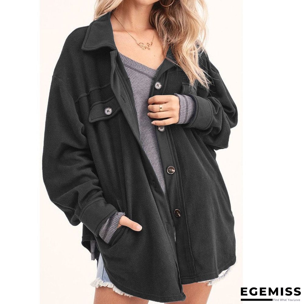 Brown Cotton Blends Plain Loosen Outerwear | EGEMISS