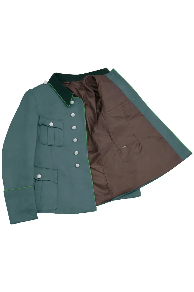   Polizei German General Officer Gabardine Service Tunic Jacket With Deep Green Collar 6 Buttons German-Uniform