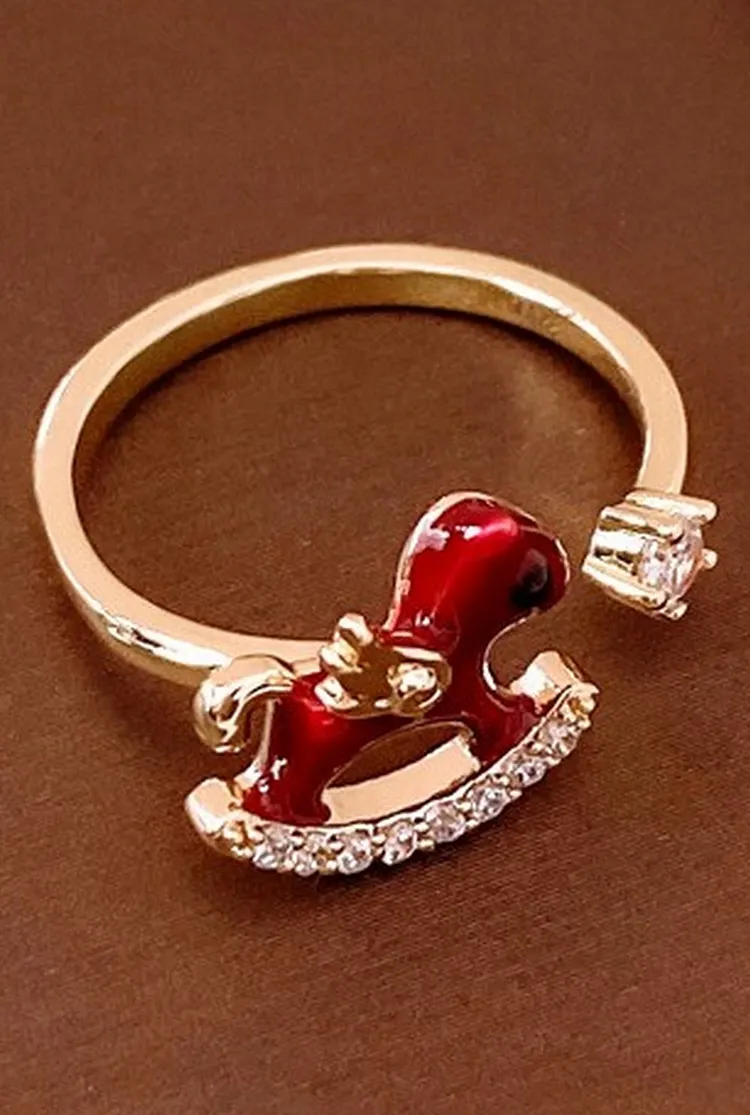Rocking Horse Jewelry Set with Pearl Zircon and Enamel Detailing